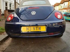 Volkswagen Beetle rear colour coded parking sensors