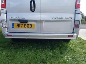 Vauxhall Vivaro rear color coded parking sensors