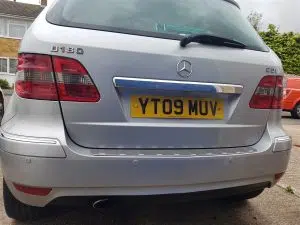 Mercedes B180 rear colour coded parking sensors