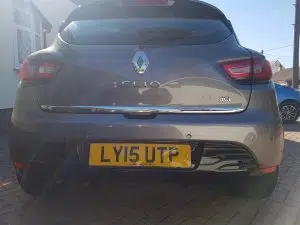 Renault Clio rear colour coded parking sensors